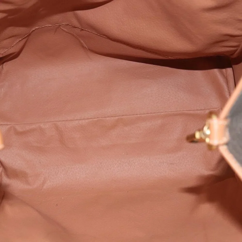 Authentic CELINE Macadam Canvas Shoulder Bag PVC Leather Brown Gold - Picture 8 of 16